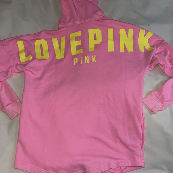 Women's XS Love Pink By Victoria Secret Lace Up Loose Baggie Pullover Hoodie Dog - Picture 8 of 8